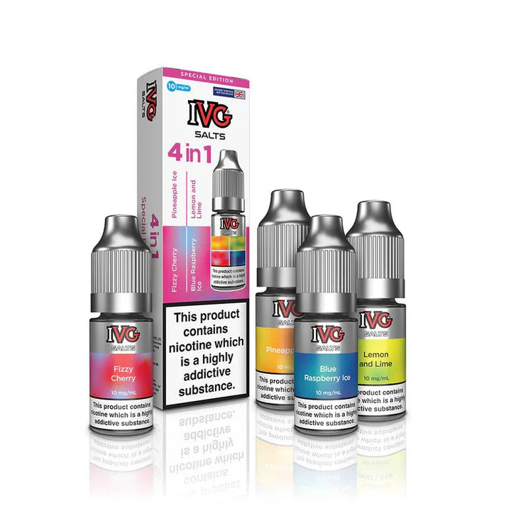 4 in 1 IVG Nic Salt 10ml E-liquids Pack of 10 | 4 Flavours - Vape Wholesale Mcr