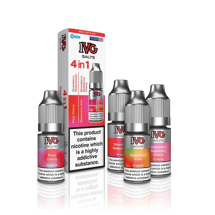 4 in 1 IVG Nic Salt 10ml E-liquids Pack of 10 | 4 Flavours - Vape Wholesale Mcr