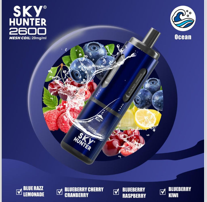 4 in 1 Sky Hunter 2600 Puffs Disposable Vape Pod Kit Pack of 5 - #Simbavapeswholesale#