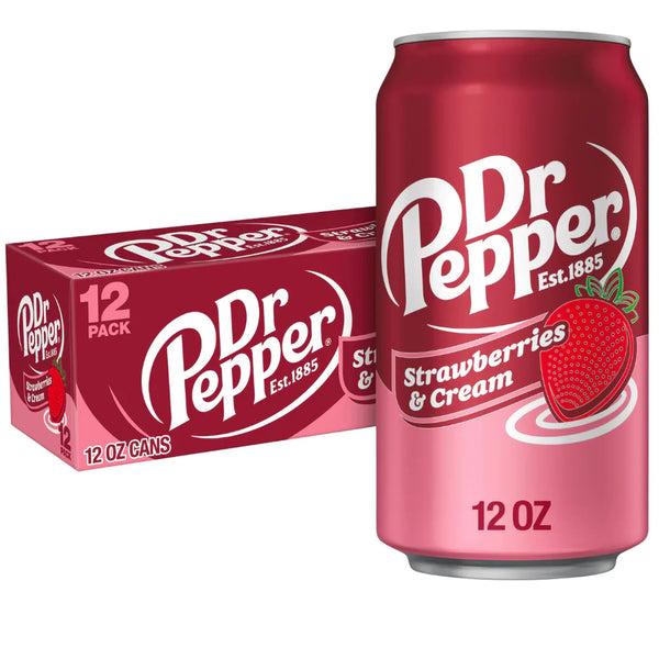 Dr Pepper Strawberries & Cream Case of 12 (355ml x12)