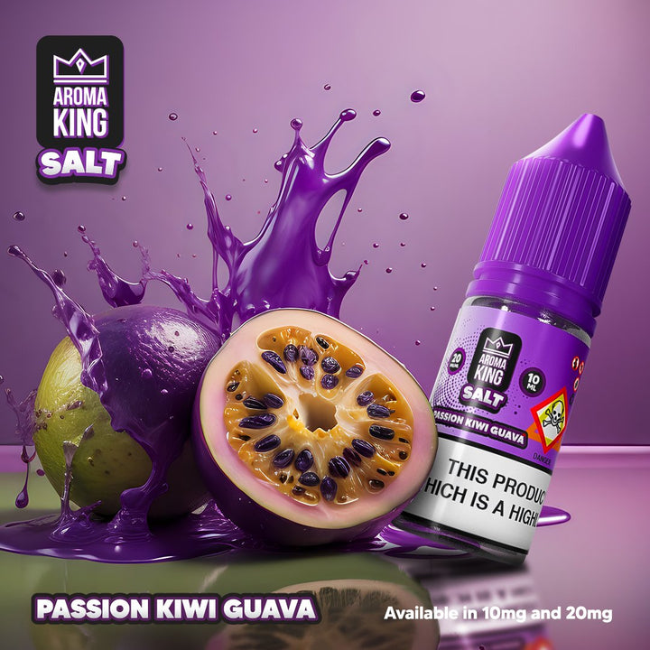 Aroma King Nic Salts 10ml E-liquids - Box of 10-Passion Kiwi Guava-vapeukwholesale