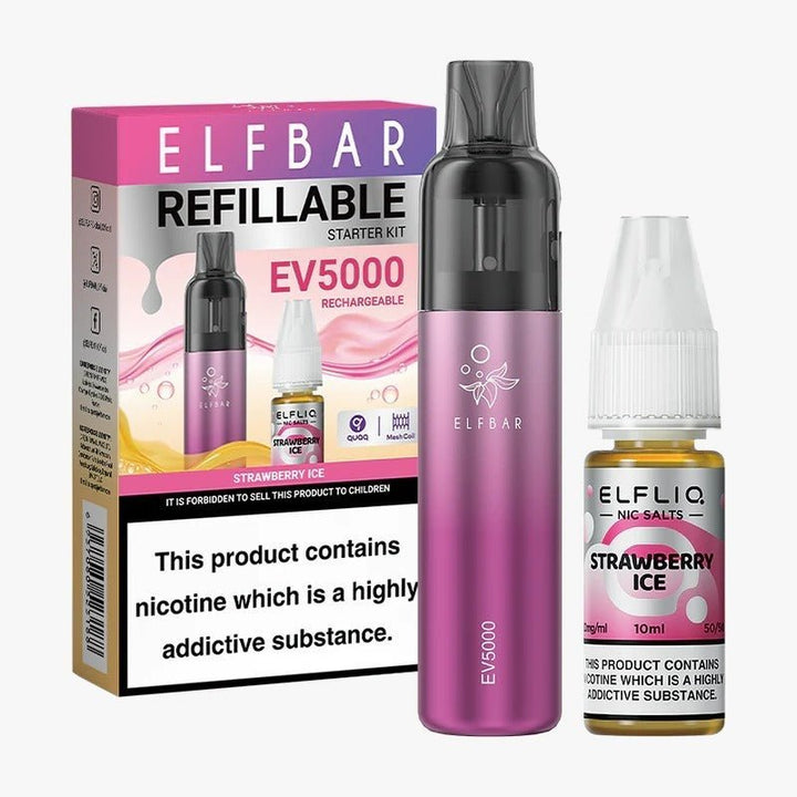 Elf Bar EV5000 Starter Kit & Elfliq Nic Salt 10ml E-Liquid Combo Pack - #Simbavapeswholesale#