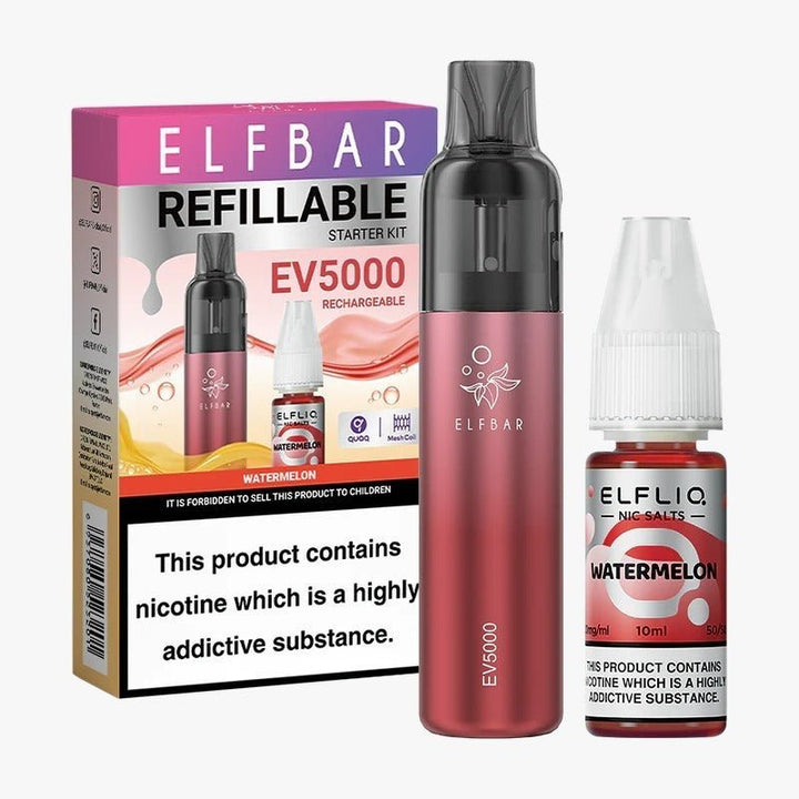 Elf Bar EV5000 Starter Kit & Elfliq Nic Salt 10ml E-Liquid Combo Pack - #Simbavapeswholesale#