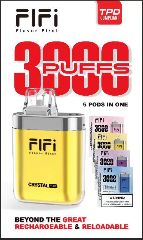 FiFi Crystal Pod 3000 Puffs Disposable Vape Pod 5 in 1-Pink Edition-vapeukwholesale