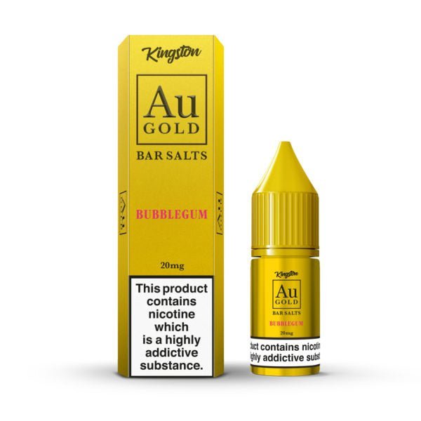 Kingston Au Gold Bar Salts 10ml E-liquids - Box of 10-Bubblgum-vapeukwholesale