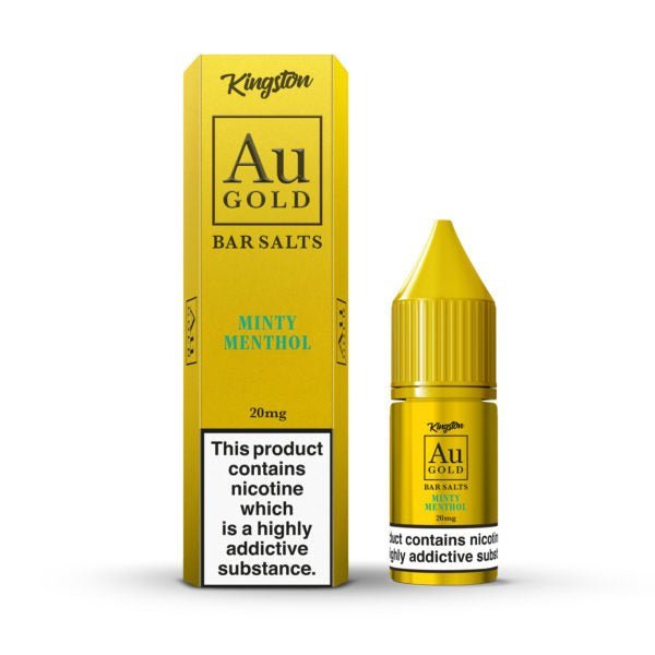 Kingston Au Gold Bar Salts 10ml E-liquids - Box of 10-Minty Menthol-vapeukwholesale