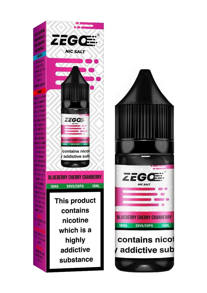 Zego Nic Salt 10ml E-Liquid - Box of 10-Blueberry Cherry Cranberry-vapeukwholesale