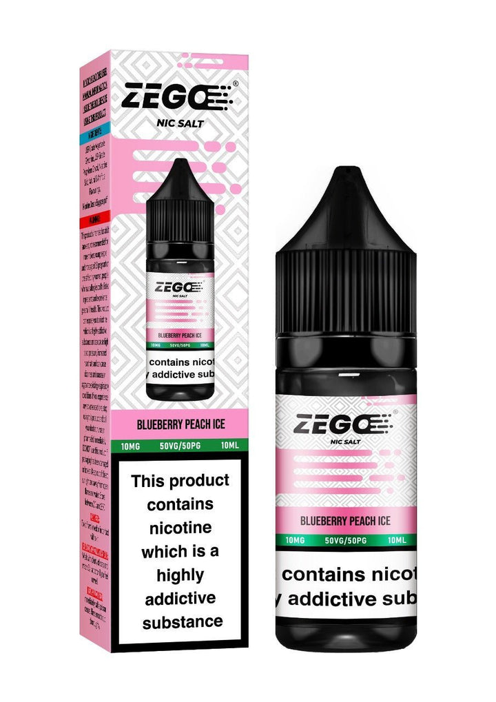 Zego Nic Salt 10ml E-Liquid - Box of 10-Blueberry Peach Ice-vapeukwholesale