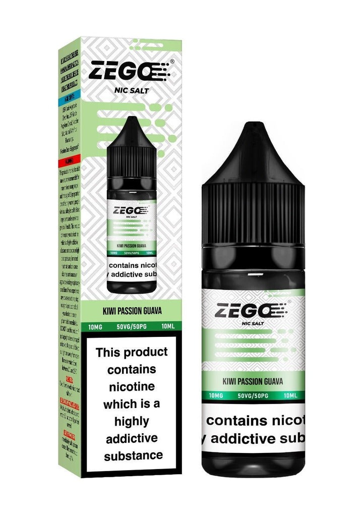 Zego Nic Salt 10ml E-Liquid - Box of 10-Kiwi Passion Guava-vapeukwholesale