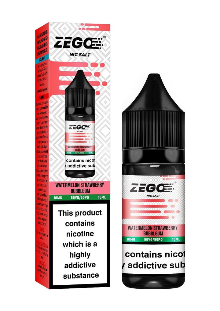 Zego Nic Salt 10ml E-Liquid - Box of 10-Watermelon Strawberry Bublegum-vapeukwholesale