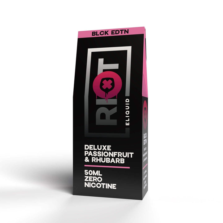 2X RIOT SQUAD BLCK EDTN - DELUXE PASSION FRUIT & RUBARB - SHORTFILL 50ML - Mcr Vape Distro